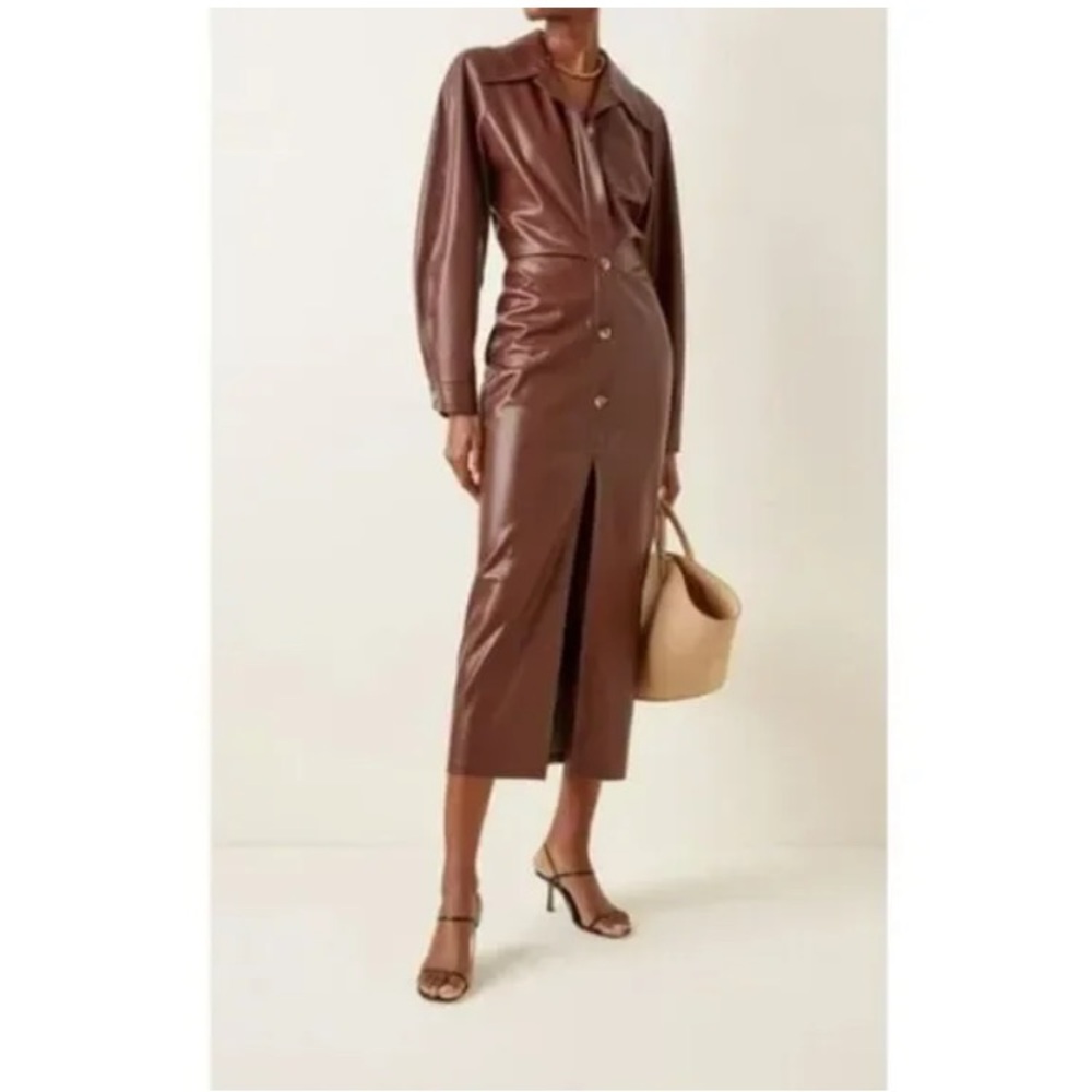 New: Nanushka Sami Vegan Midi Shirt Dress. Size Large or US 8